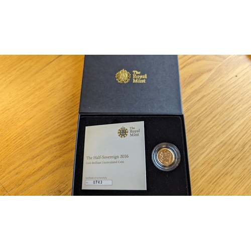 407 - Investment Gold Lot - Documents Required. 2016 Half-sovereign uncirculated. (Y)