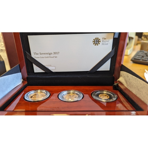 408 - Investment Gold lot- Documents required. 2017 Sovereign proof cased set of 3 (sovereign, half sovere... 