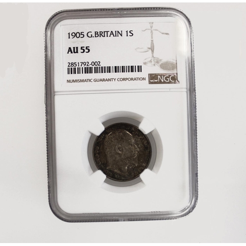 234 - 1905 shilling encased by NGC AU55. (See photo) (Y)