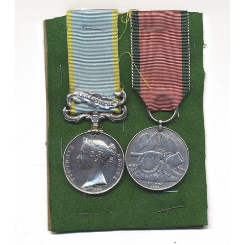 37 - 1854 Crimea Medal Sebastopol clasp engraved to 3182 John McMullen 18th R. and Turkish Crimea Medal (... 