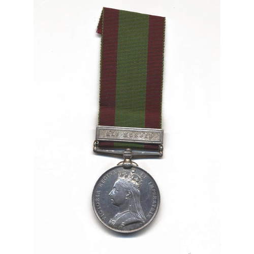 43 - 1879 Afghanistan Medal Ali Musjid clasp to 12 Bde/132 Pte M. Arrandall 81st Foot good very fine. (Y)