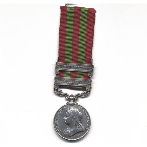 49 - 1895 India Medal 2 clasps Punjab Frontier 1897-98, Tirah 1897-98 to 3020 Pte J. Cavanagh 2d Bn York ... 