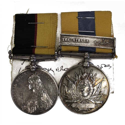 51 - 1898 Queen's Sudan Medal and Khedive's Sudan Medal The Atbara clasp to 3132 Pte T Yates 1st Camn Hdr... 