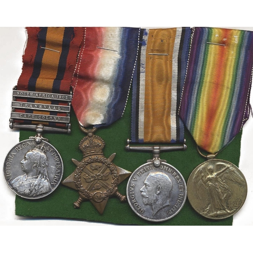 52 - 1899 QSA 3 clasps Cape Colony, Transvaal, South Africa 1902 and 1914 Star trio to 5565 Pte  A.E. Ben... 