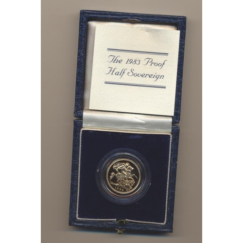 287 - Investment Gold lot - documents required. 1983 boxed proof half sovereign FDC with Royal Mint certif... 