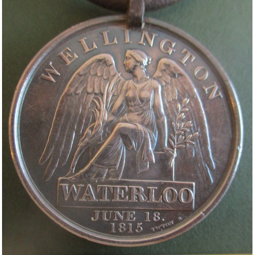 6 - 1815 Waterloo Medal to John Watson 12th Reg Light Dragoons odd small edge bruise, good very fine. Wi... 