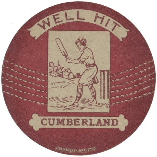 1 - J. Baines. Excellent collection 1920s cricket ball cards generally good to excellent including Cumbe... 