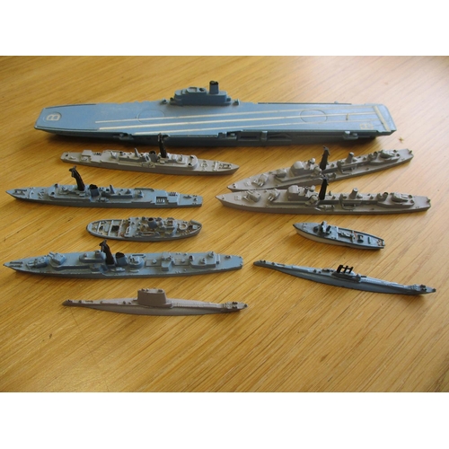 409 - Triang Minic. Waterline Models 1/1200 ship and harbour collection including boxed RMS Queen Elizabet... 