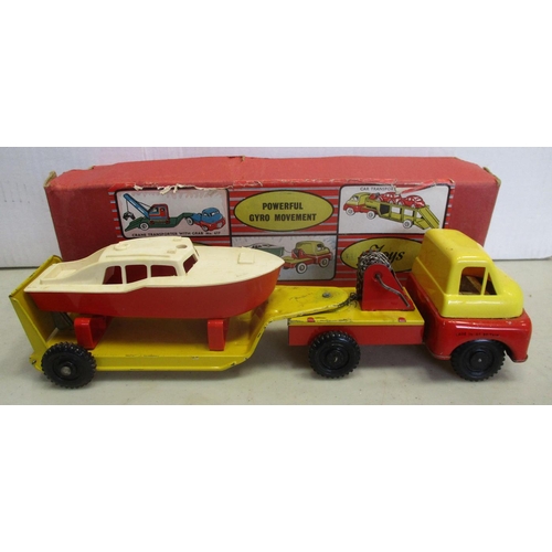 410 - Wells-Brimtoy. Boat Carrier No 607 Bedford S-type yellow and red cab, yellow trailer with red and wh... 