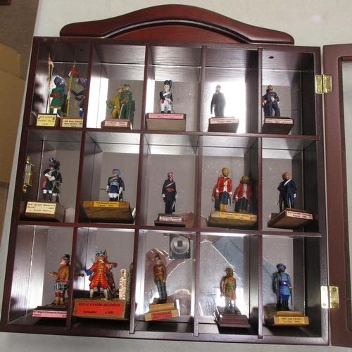 415 - Collection of 54mm hand painted metal (33) and plastic figures (5) mounted singly or in pairs on pli... 