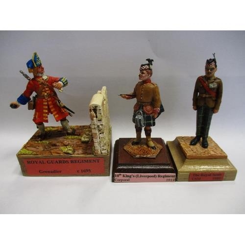 415 - Collection of 54mm hand painted metal (33) and plastic figures (5) mounted singly or in pairs on pli... 