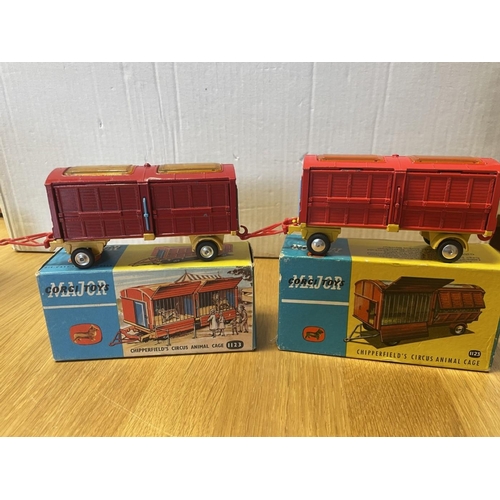 468 - Corgi. Chipperfield's circus with animal cage No 1123 (2), giraffe transporter No 503 and transporte... 