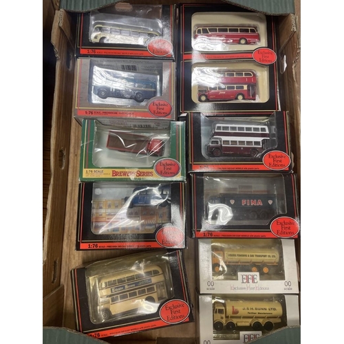 486 - EFE. Collection boxed buses plus a shop sign, collectors' book and postcards in 11 trays generally g... 