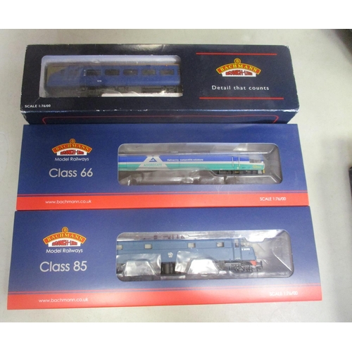 603 - Bachmann. Diesel locomotive range with BR blue E3095 Class 85 No 31679, GBRF blue & green 66711 Clas... 