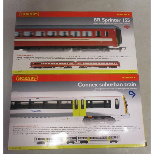 638 - Hornby. Locomotive collection with 2 car Train Packs Nos R2108 & R2307, DB silver 60099 Tata Steel N... 