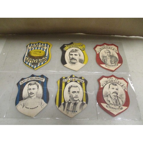 13 - J. Baines. Lovely collection of c.1880s to 1920s shield type football/rugby cards all with the same ... 