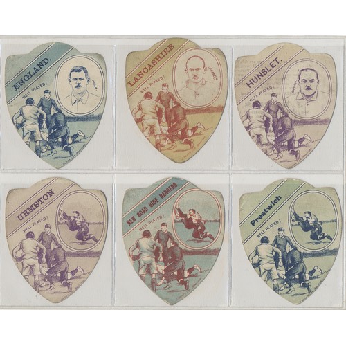 57 - J. Baines. Collection of pre-1920 shield type rugby cards generally good with Baildon, England, Glas... 