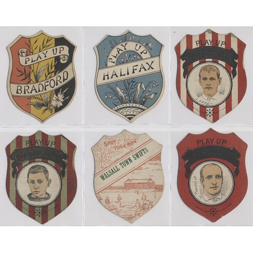 13 - J. Baines. Lovely collection of c.1880s to 1920s shield type football/rugby cards all with the same ... 