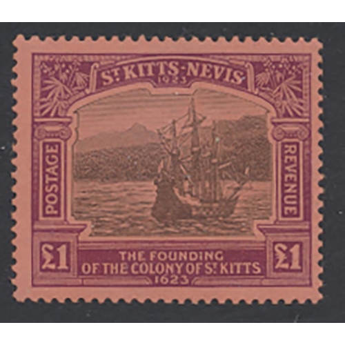 193 - St. Kitts-Nevis. 1923 Tercentenary set, fine mint. (SG. 48/60) Cat £1,200. (See photo) (S)