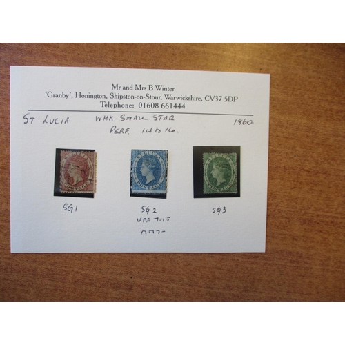 194 - St Lucia. QV M/U range on stockcards in clear sleeves, incl 1860 vals to 6d M/U, 1863 vals to 6d M/U... 