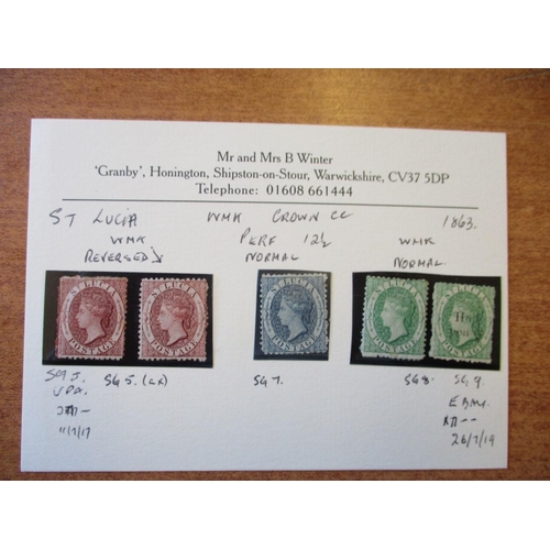 194 - St Lucia. QV M/U range on stockcards in clear sleeves, incl 1860 vals to 6d M/U, 1863 vals to 6d M/U... 