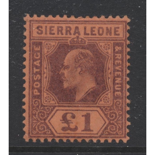 197 - Sierra Leone. 1903 £1 purple/red M. (SG85) Cat £275 (See photo) (S)