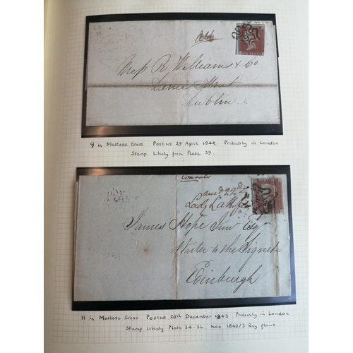 319 - QV coln LE & SP covers/entires, annotated in an old Grafton album. Incl covers from 1843, incl imper... 