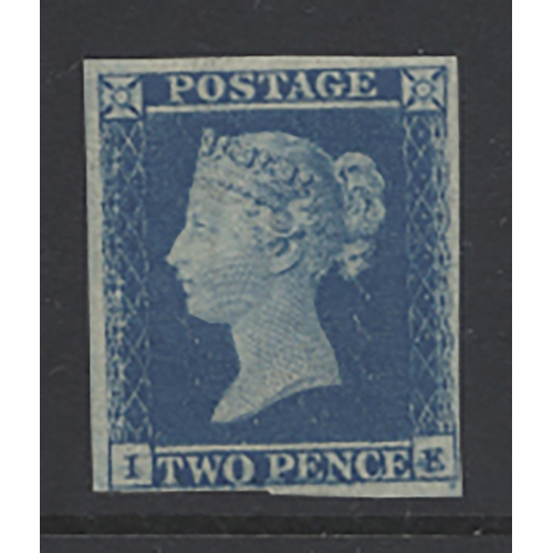 328 - 1841 2d blue, pl 4, IE, 4 good to large margins, superb UM o.g. A rare stamp. (SG 14) Cat. £5000 (Se... 