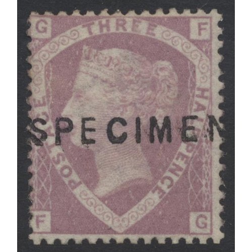 330 - GB. Excellent collection on leaves of the 1858-79 plates, mint and used, with “SPECIMEN” ovpts on 1d... 