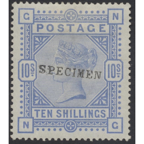 364 - 1883-4 Hi Vals range on leaves, with blued paper 2/6d to 10/- ultra each ovpt “SPECIMEN” mtd, 2/6d a... 