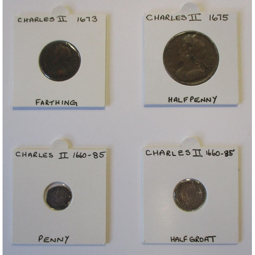 196 - Charles II collection generally fine to very fine with hammered groat mm crown, 3d mm crown, half gr... 