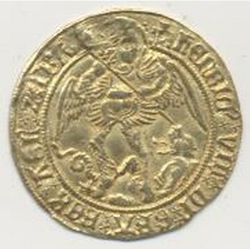 259 - Henry VIII. First coinage Angel mint mark castle very fine. (S. 2265) (See photo) (Y)