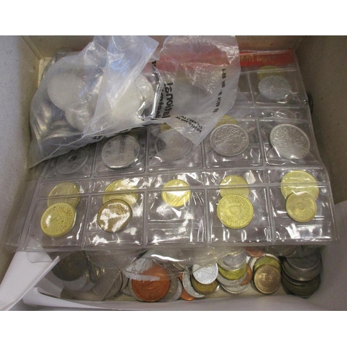 502 - All world accumulation/collection in 2 Coindex boxes, biscuit box and loose, some tokens and commemo... 