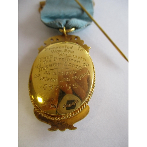 103 - Masonic range worn or awarded to Fred Williams of The Deeside (North Wales) Lodge with 9ct gold jewe... 