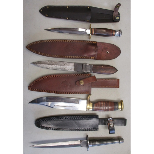 110 - Range of modern sheath and fighting knives an scabbards By J. Nowill & Sons, Perkins Knives (2, 1 ha... 