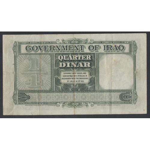 160 - Iraq. 1942 Quarter Dinar H822,663, pencil graffiti to bottom margin, nearly good. (Krause 16) (See p... 