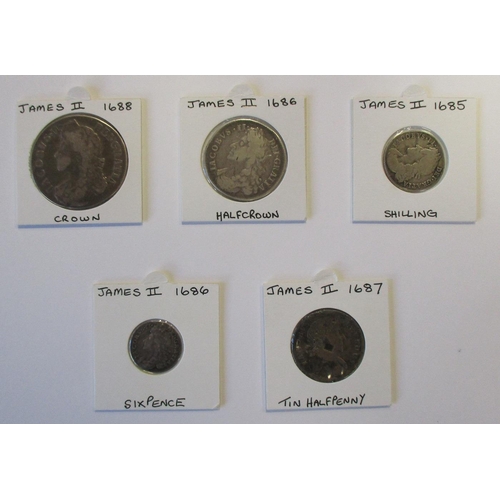 194 - James II collection generally fine to very fine including crown 1688 QUARTO, half crown 1686 SECUNDO... 