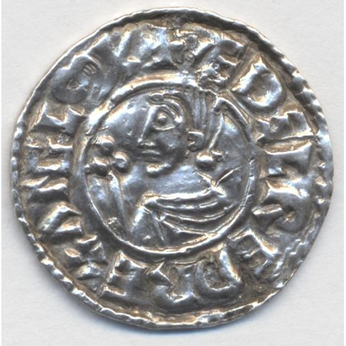 236 - Aethelred II. 978-1016 crux type penny, obverse bare-headed bust left with sceptre, reverse voided c... 