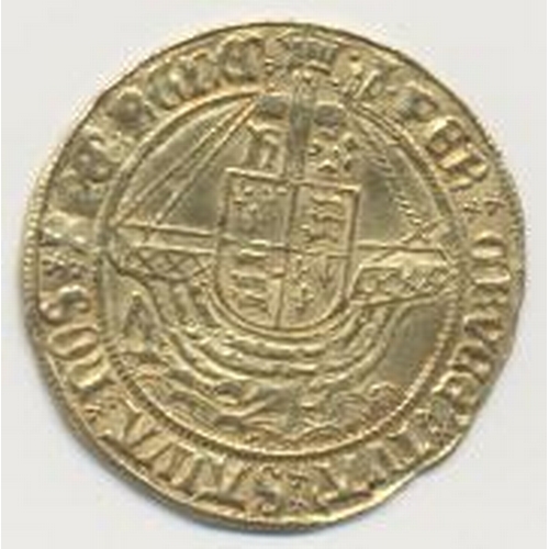 259 - Henry VIII. First coinage Angel mint mark castle very fine. (S. 2265) (See photo) (Y)