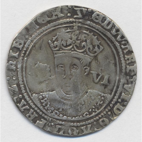 268 - Edward VI. Fine silver issue sixpence, London mint, mint mark y, fine, slight crack. (S.2483) (See p... 