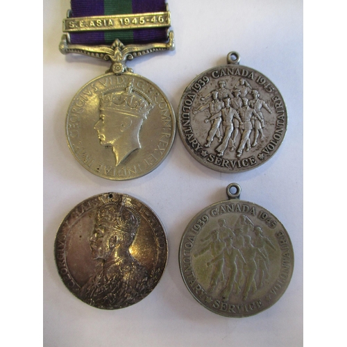 27 - Range of erased or damaged medals with:
1. 1866-70 Canada GSM disc naming erased.
2. 1909 IGSM disc ... 