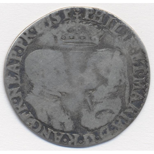 270 - Philip and Mary. Shilling, undated, mint mark half rose and castle, fine. (S.2501a) (See photo) (Y)