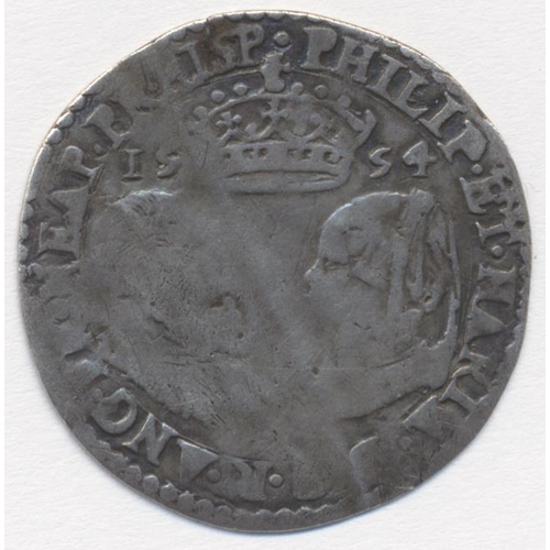 271 - Philip and Mary. 1554 sixpence, mint mark lis, nearly fine. (S.2505) (See photo) (Y)