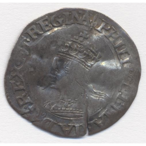 273 - Philip and Mary. Half Groat mint mark lis, good fine, cracked. (S.2509) (See photo) (Y)