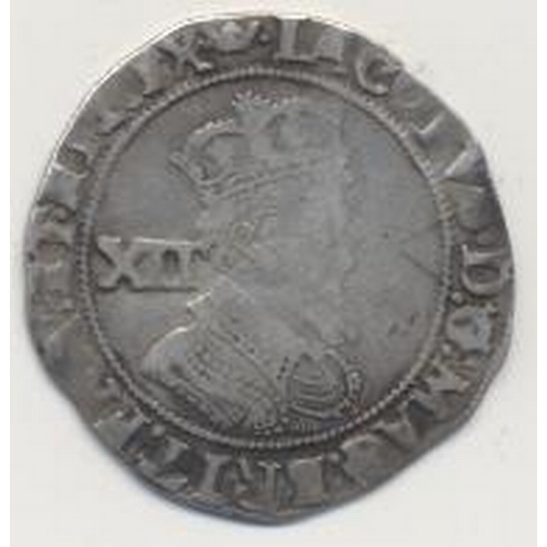 279 - James I. Shilling second coinage fourth bust fair/fine mintmark coronet. (S.2655) (See photo) (Y)