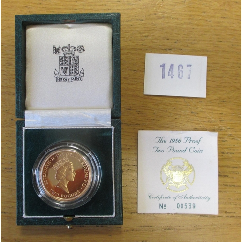 361 - Investment Gold Lot – documents required. 1986 £2 boxed proof FDC. (Y)