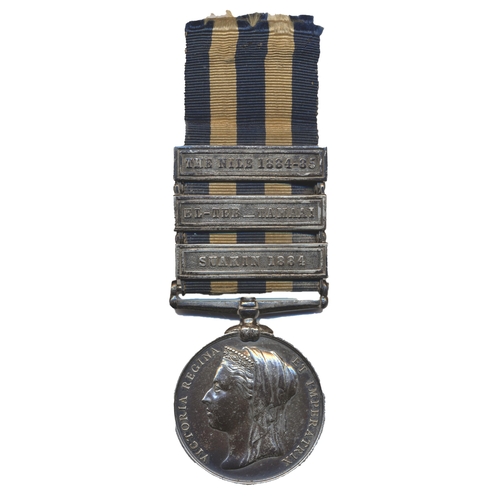 40 - 1882 Egypt Medal (1882) 3 clasps Suakin 1884, El-Teb_Tamaai, The Nile 1884-85 to Surgeon A.M. Davies... 