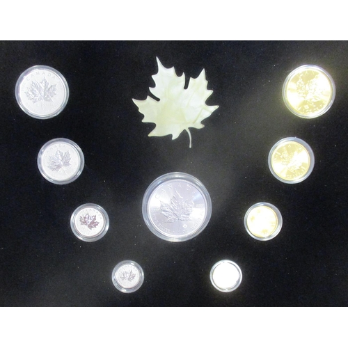 409 - Investment Gold lot - documents required. Canada. 2018 Maple Leaf gold, platinum and silver proof/un... 