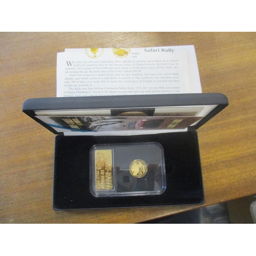 413 - Investment Gold lot - documents required. Ghana. 2013 Safari Rally 10 cedis boxed encapsulated gold ... 