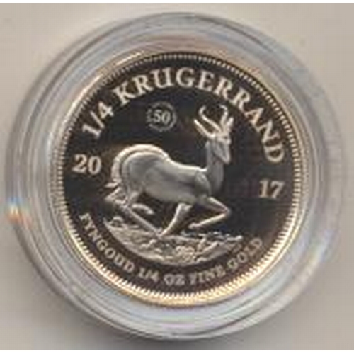 438 - Investment Gold lot – documents required. South Africa. 2017 ¼oz Krugerrand proof FDC. (R)